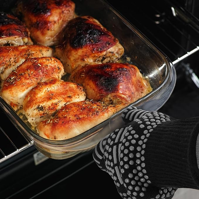 BBQ Gloves Heat and Flame Resistant Protection - Oven and Grill Gloves Hand Protection, Extended Wrist for Addtional Safety, Ideal for Outdoor Cooking, Grilling, Barbeque and Campfire (Grey)