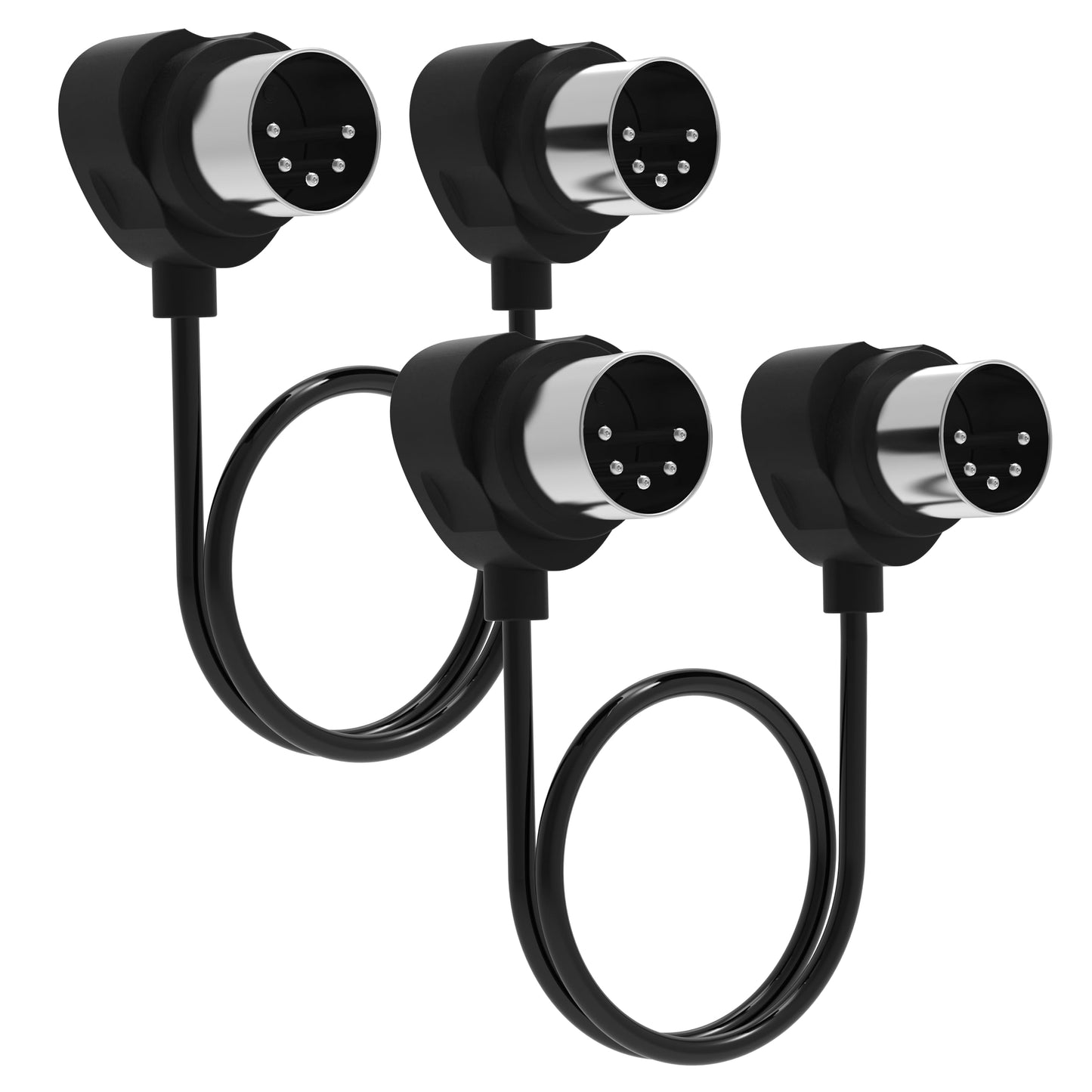 FORE 2-Pack 1-Feet/ 30cm Right-Angle MIDI Cable with Ultra-Small Plugs for Tight Space, 5-Pin Din MIDI Cable Compatible with MID