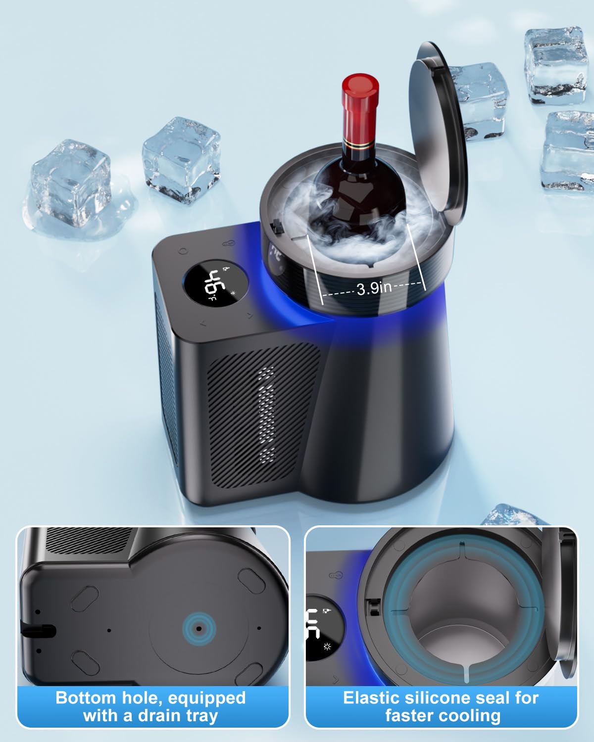 Newise Wine Chiller & Temperature Keeper for Standard 750ml Bottles, Electric Chiller Maintains Perfect Temp, Low-Noise, Christmas Gift Set for Wine Lovers