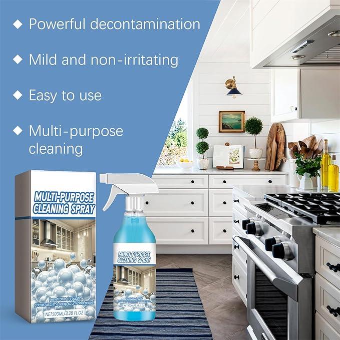 Grease Cleaner, Degreaser Spray, Heavy Duty Kitchen Grime Remover with Fast Action Formula, Cleaning Solution with Easy Spray Nozzle, Household Cleaner for Window Glass Bathroom Toilet Furniture