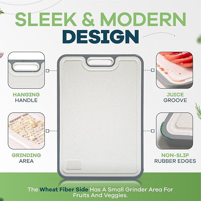 Titanium Cutting Board for Kitchen, Double Sided, Pure TA1 Titanium/Wheat Straw pp, Dishwasher Safe, Hardened Crystallized Surface, Eco-Friendly, Large Cutting Board, 15” x 11”