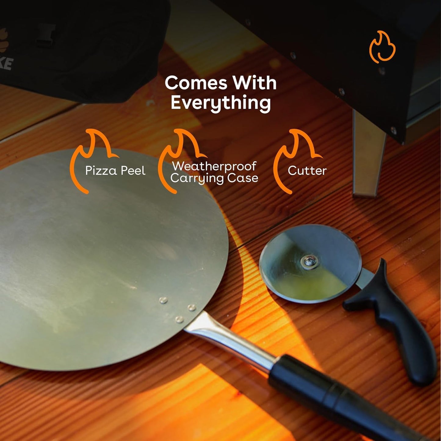 Stoke Wood Fired Outdoor Pizza Oven - Portable Stainless Steel Pizza Grill, Wood Pellet Outdoor Cooking Pizza Maker, Backyard Pizza Ovens For Authentic Stone Baked Pizzas - Black 13"inches
