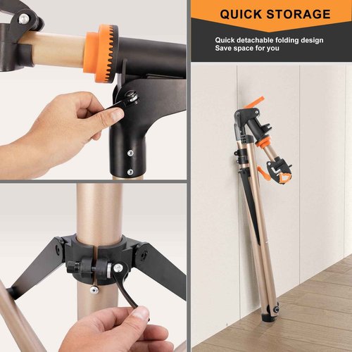 teraysun Bike Repair Stand (Max 99lbs) - Aluminum Alloy Foldable Bike Workstand with Tool Tray , Shop Home Mechanics for Mountain Bicycle and Road Bike