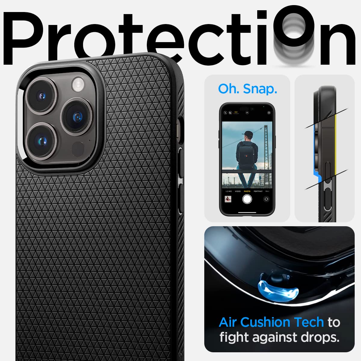 Spigen Liquid Air Designed For Iphone 14 Pro Case (2022) [Military-Grade Protection] - Matte Black