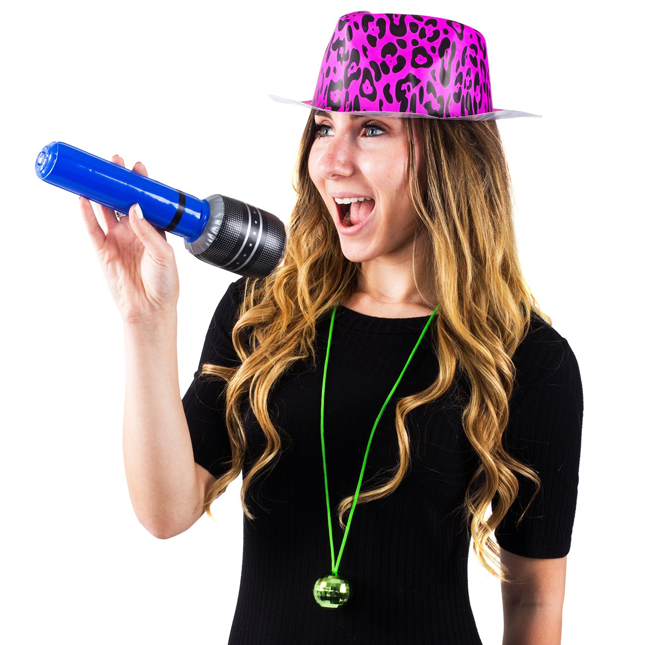 Tigerdoe Rock n Roll Party Favors - 36 Pc Set - Rock Star Party Hats, Disco Ball Necklaces, Inflatable Microphones - Rocker Party Supplies