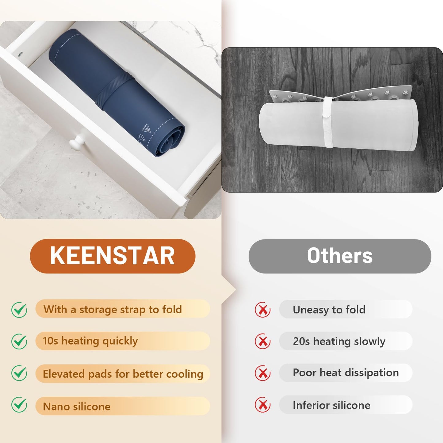 KEENSTAR Food Warming Mat with Full Surface Heating, Rollable & Portable Warming Tray for Food Warmer, Silicone Warmer for Parties, Family Gatherings, Holidays, Daily Use