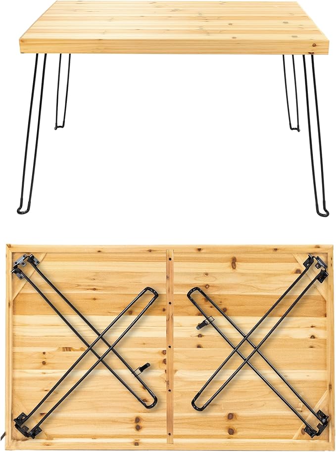 Sleekform Wooden Folding Dining Table for 4 - Farmhouse Kitchen Table with Collapsible Hairpin Legs - Small Foldable Tables for Small Dining Room Spaces - 4 ft Portable Wood Kitchen Tables - Birch