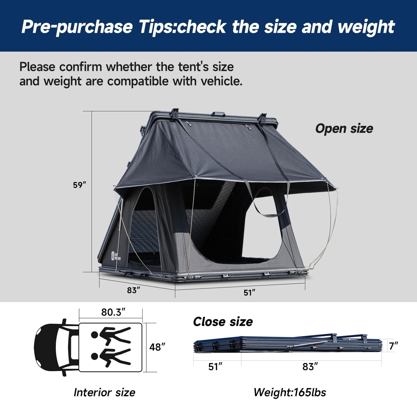 Arctwonder Rooftop Tent Hard Shell with Winter Thermal Layer,Solar Panel Roof top Tent Hardshell Suitable for Jeep SUV Truck Van,Camping Car 2 Person