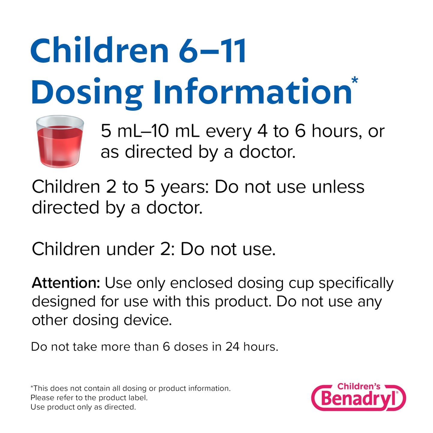 Benadryl Children's Allergy Relief Liquid Medicine with Diphenhydramine HCl Antihistamine for Kids' Allergy Relief, Effective Allergy Relief, Cherry Flavor, 8 fl. oz (Pack of 2)