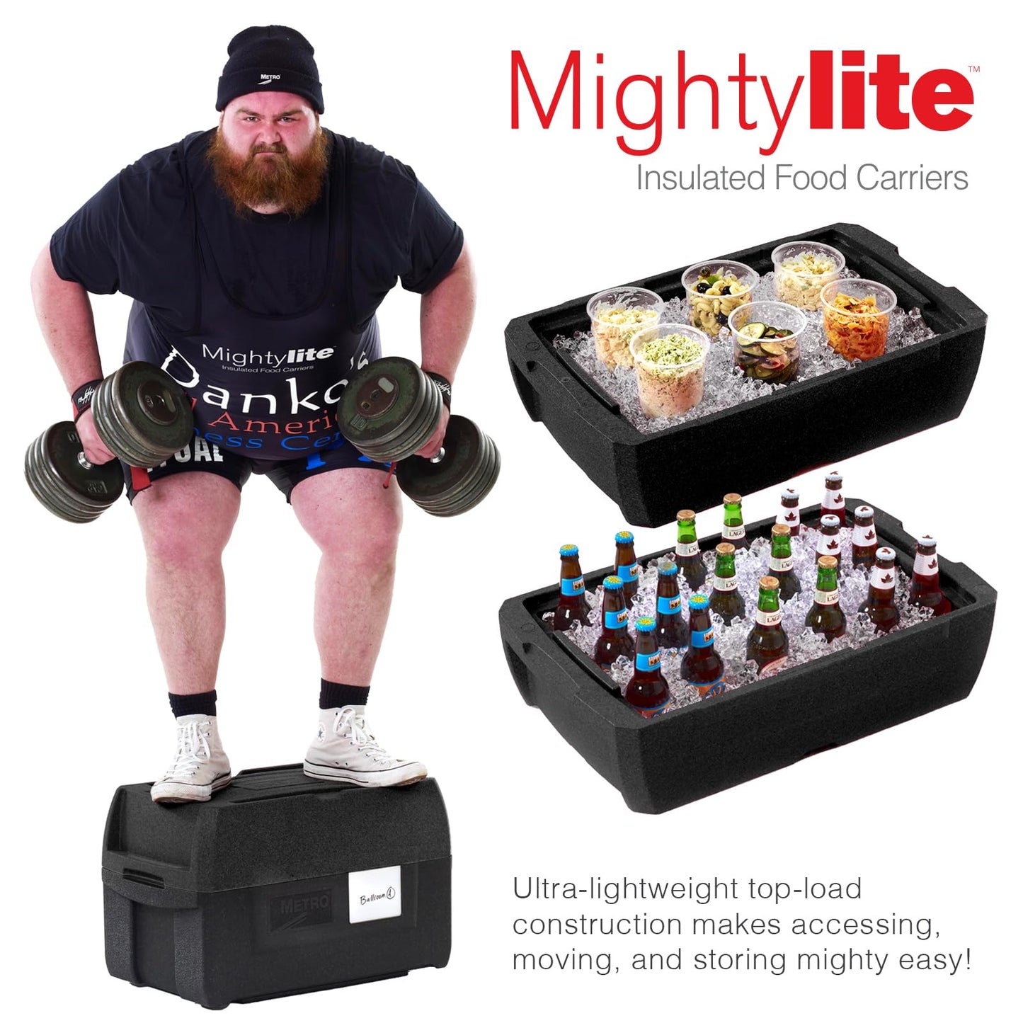 Metro Mightylite ML180XL Top Load Insulated Food Carrier - Professional-Grade Multipurpose Pan Carrier, Insulated Cooler and Food Warmer with Extra Capacity Lid - 45 qt or 5 Pan Capacity