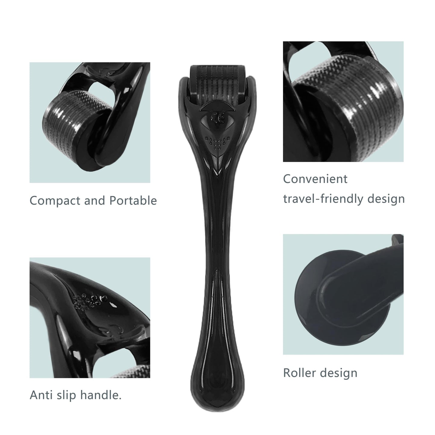 Rwotlls Derma Roller Microneedling Roller for Face - 0.25mm (2P Black)