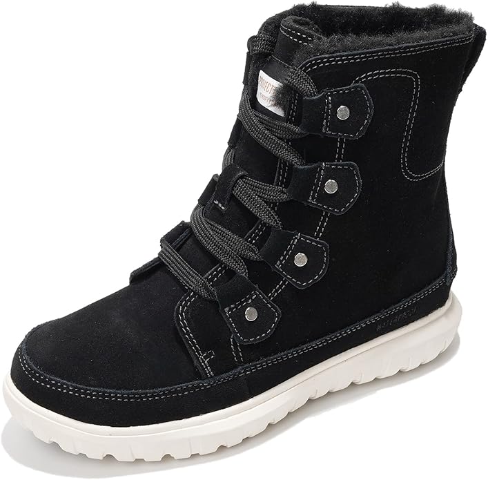 Project Cloud 100% Genuine Leather Womens Snow Boots- Genuine Leather Waterproof Memory Foam Insole and Non-Slip Winter Sn...