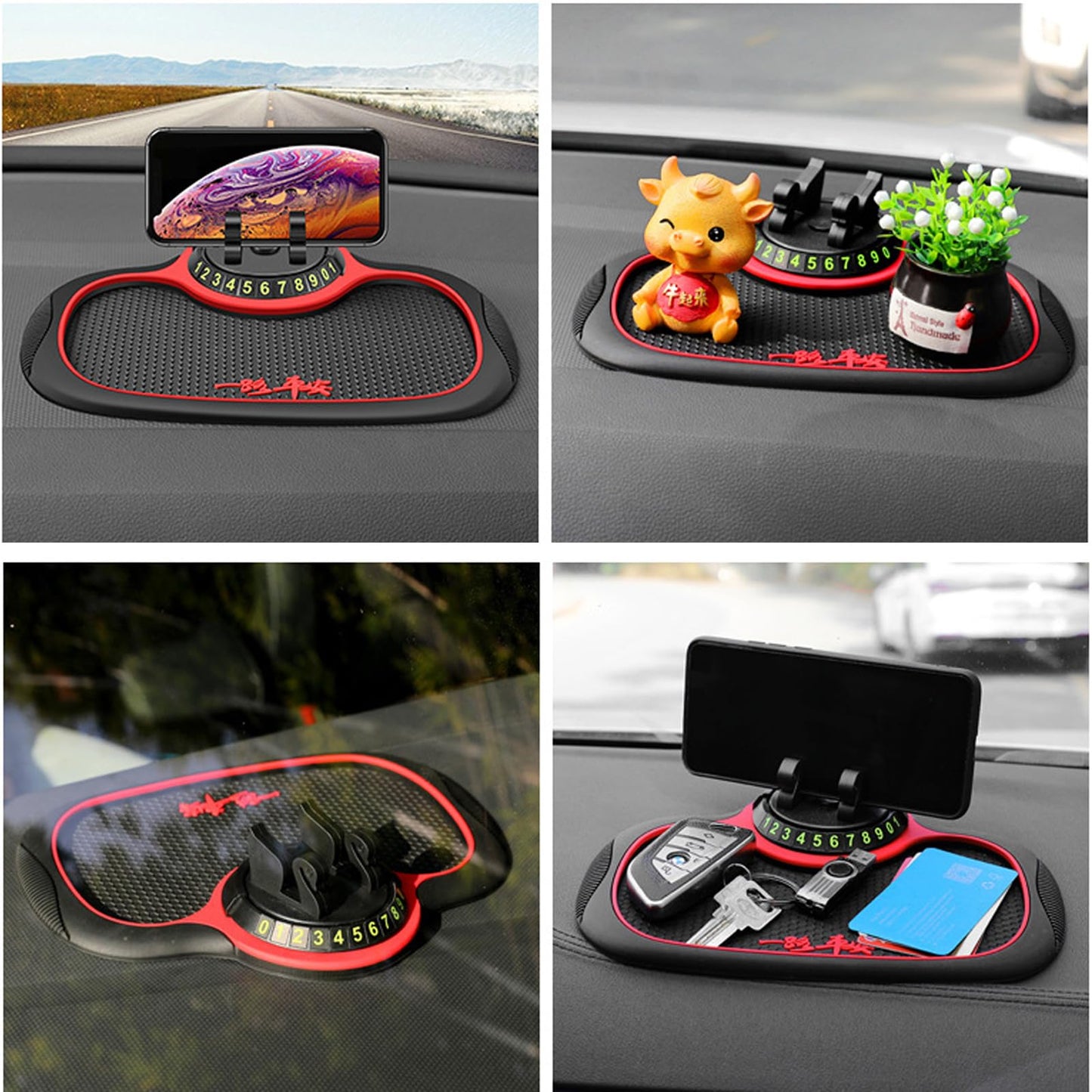 Multifunction Car Anti-Slip Mat With Auto Phone Holder And Extra Large Pad For Phones, Keys, Gadgets
