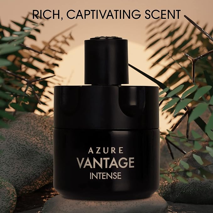 NovoGlow Azure Vantage Intense Eau De Parfum Spray - Long Lasting Warm & Masculine Fragrance - 100ml - Includes Carrying Pouch - Gift for All Men & Occasions
