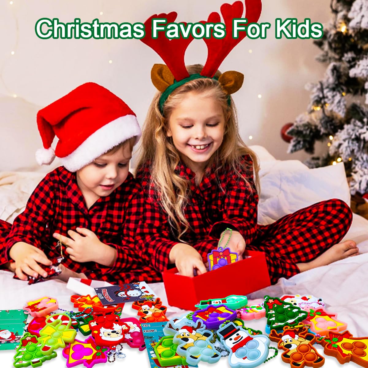 24 Packs Christmas Pop Its Fidget Toys Bulk, Student Gifts from Teacher Bulk Christmas with Cards, Classroom Gifts, Kids Party Favors, Stocking Stuffers, Holiday Prizes