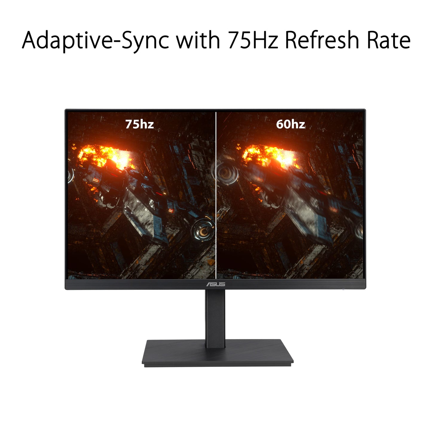 ASUS 24” 1080P Monitor (VA24EQSB) - Full HD, IPS, 75Hz, Built-in Speakers, Eye Care, Low Blue Light, Flicker Free, VESA Mountable, Height Adjustment, Frameless, DisplayPort, HDMI, VGA, USB Hub,Black