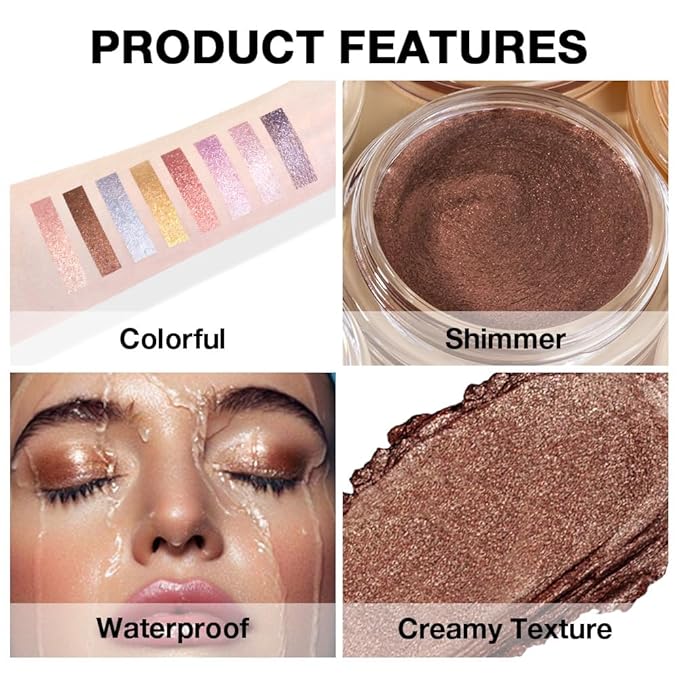 Dark Brown Mousse Single Eyeshadow Palette –Neutral Matte & Shimmer Eyeshadow,Mini Cream Glitter Eye shadow,Long Lasting Highly Pigmented Eye Makeup Compact Travel Siz Eye shadow for Older Women 07#