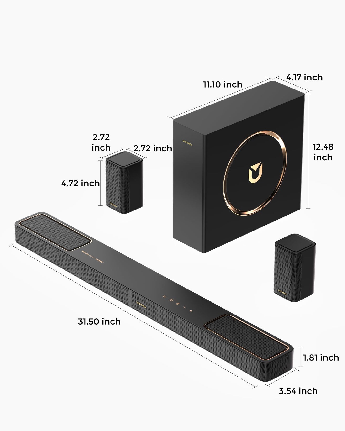 ULTIMEA 5.1.2ch Sound Bar with Dolby Atmos, Surround Sound System for TV with 2 Surround Speakers, Sound Bar for Smart TV, Soundbar for Home Theater, BT 5.4, HDMI eARC, Skywave F40 (New, 2026 Model)