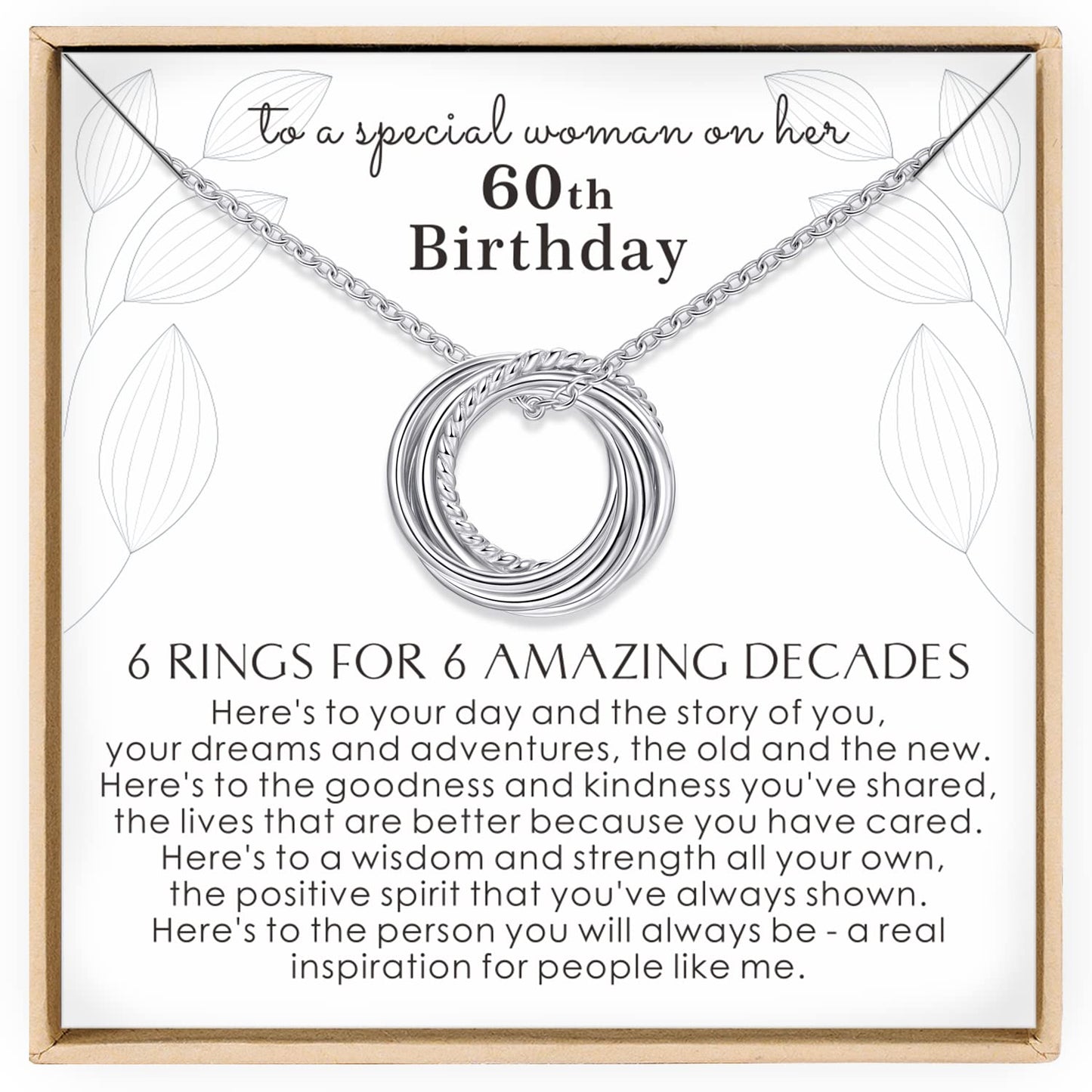 Annamate 60th Birthday Gifts for Women 925 Sterling Silver 6 Circles Necklace For Her Six Decade Jewelry 60 Years Old Birthday Gifts