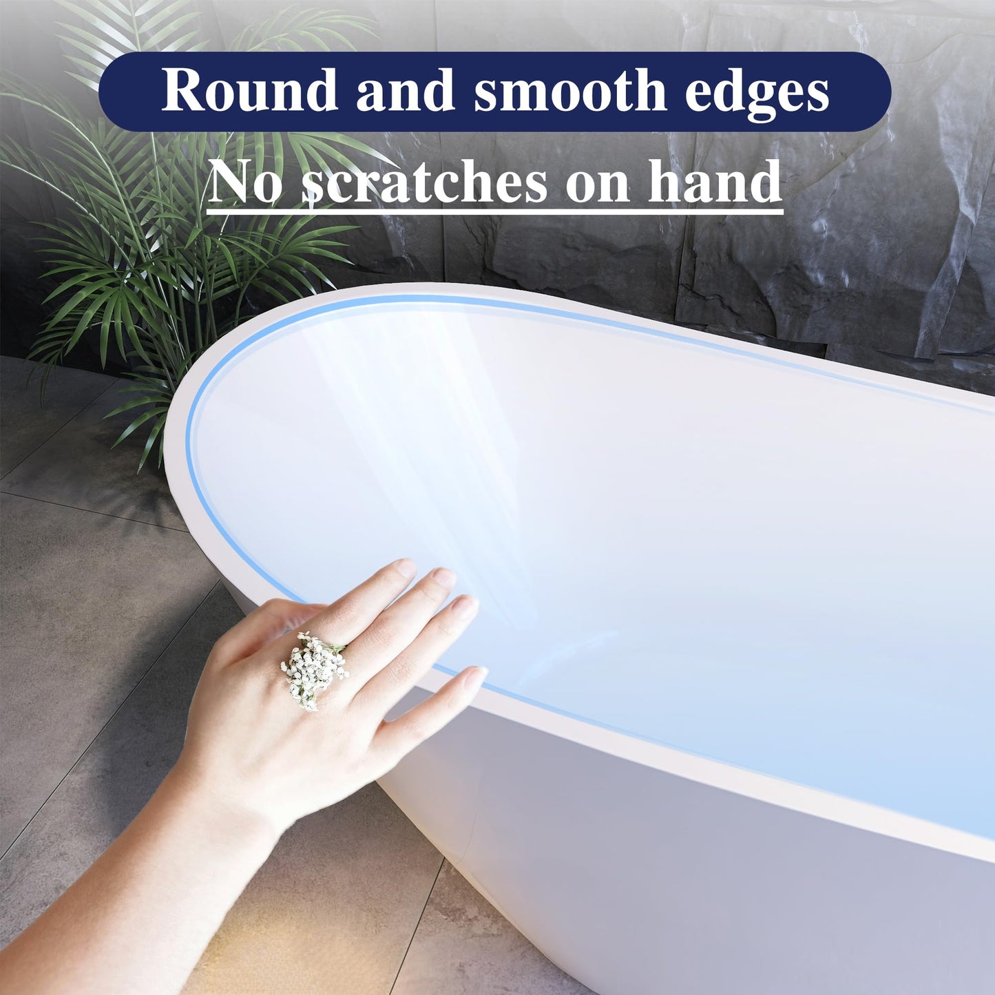 Yinzanw 67" Acrylic Free Standing Tub, Stand Alone Tub, Freestanding Bathtub, Soaking Bathtub, cUPC Certified, CM(Glossy White)