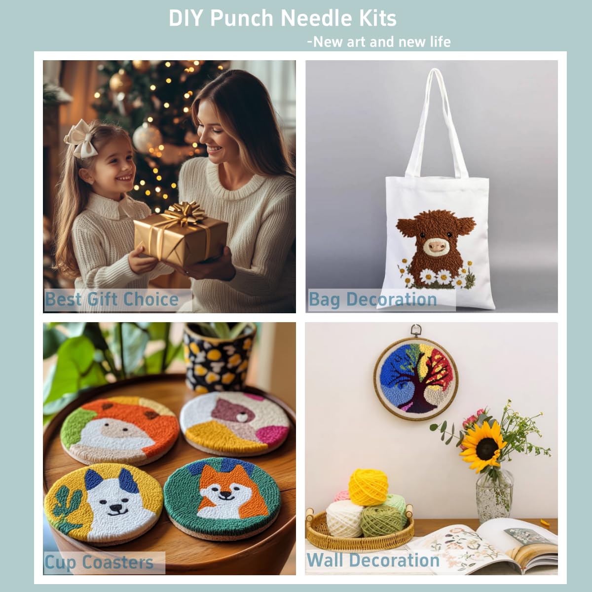 Punch Needle Kits Dachshund Dog Wear Hat Embroidery Starter Set with Hoop Easy for Beginners DIY Stress Relief Handmade Craft Hobby and Home Decor 20x20cm-1