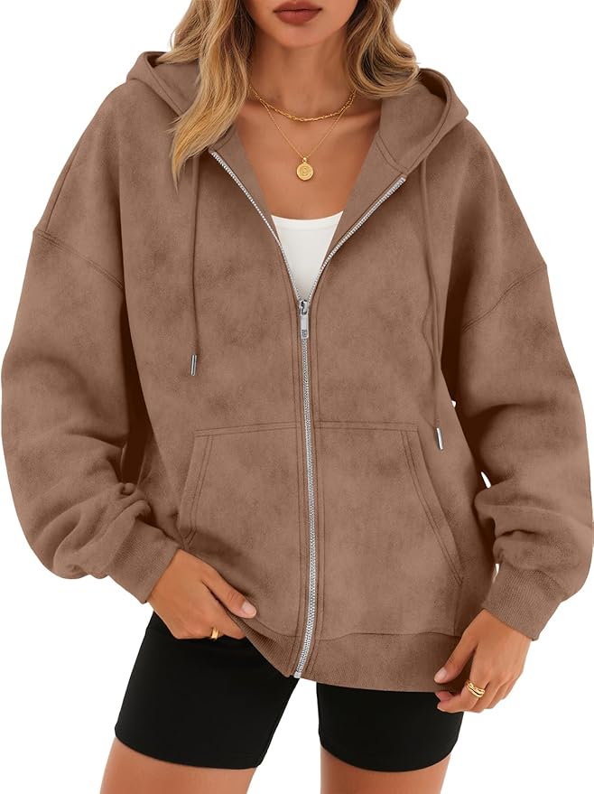 Trendy Queen Zip Up Hoodies for Women Oversized Acid Wash Sweatshirt Winter Fashion Jacket Cute Y2k Fall teen girls pullover
