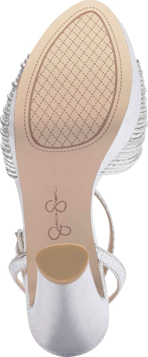Jessica Simpson Womens Immie Platform Sandal with Ankle Strap, Silver, 8
