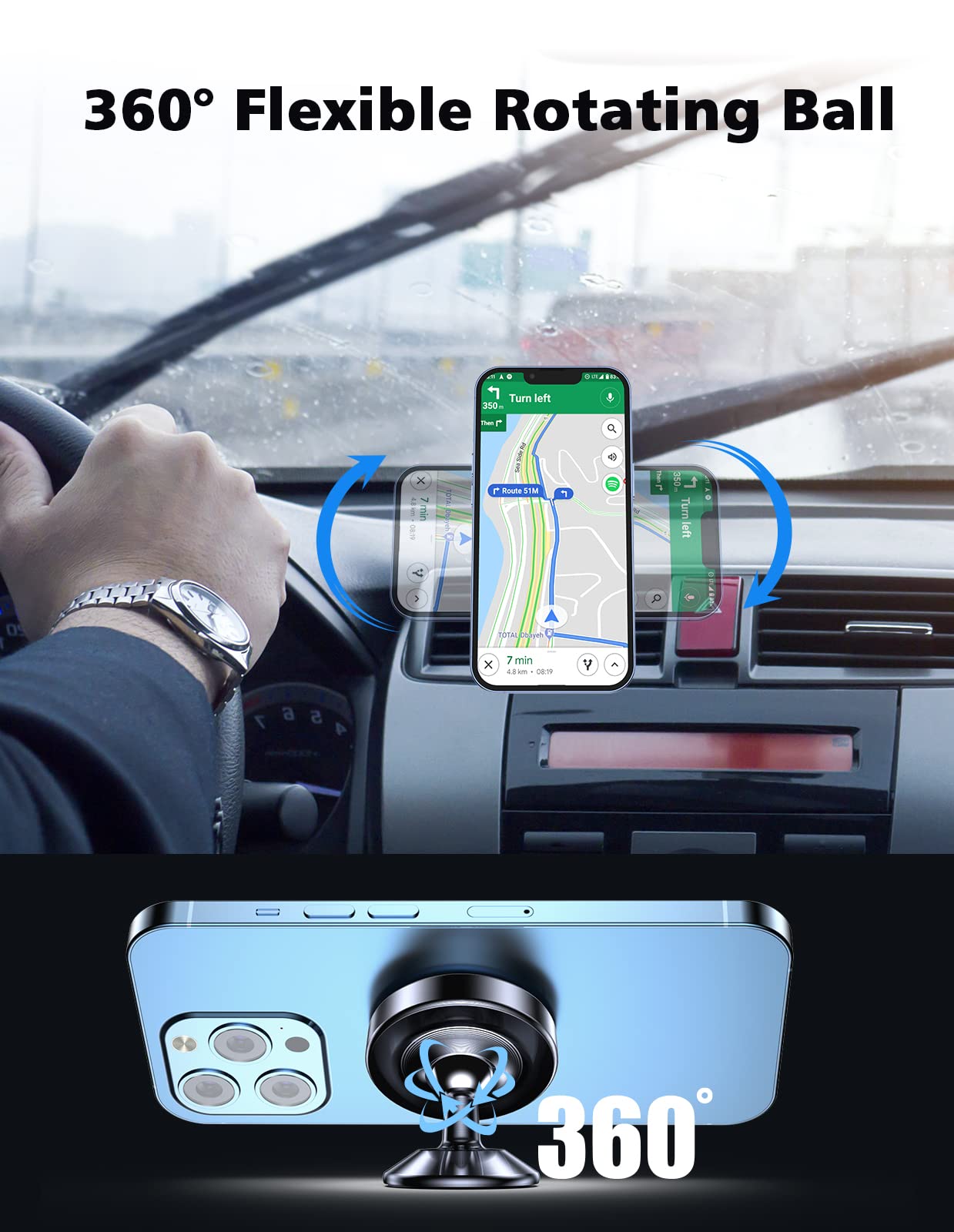 Niyevn 2 Pack Magnetic Phone Holder For Car, [ Strong Magnet ] Magnetic Phone Holder, [ 360 Rotation ] Phone Magnet For Car, Com