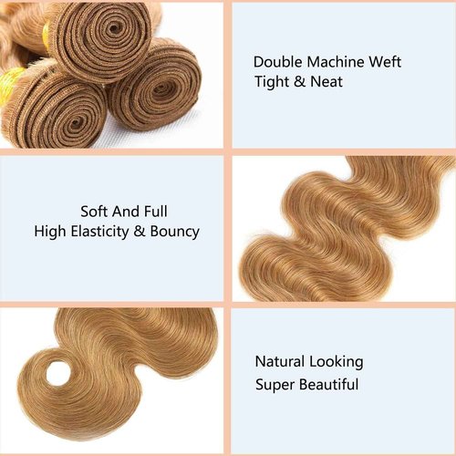 Habiliana Bundles Human Hair 18 20 22 Inch Body Wave Brown 27 Human Hair Bundles 11A Unprocessed Brazilian Virgin Quick Weave Hair Extensions for Black Women