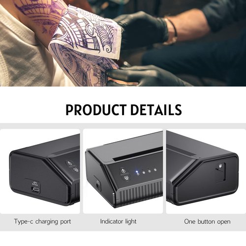 BIOMASER Tattoo Printer Wireless Tattoo Stencil Printer for Tattooing Tattoo Transfer Stencil Machine with 10pcs Transfer Paper, for Artists, Thermal Copier Compatible with Smartphone and Tablet