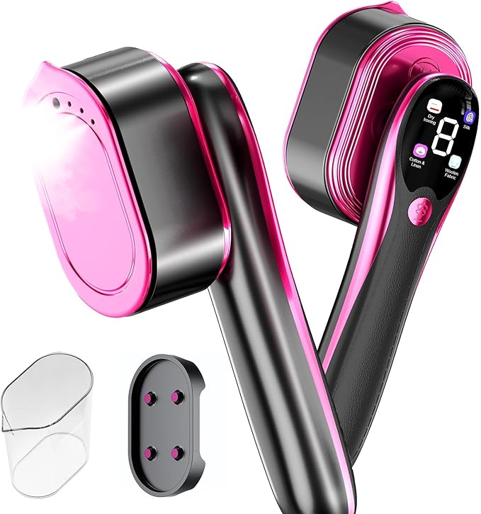 Travel Steamer for Clothes, 1200W Portable Handheld Steamer for Clothes, Portable Steam with LCD Display, 10s Fast Heat-Up, 2-in-1 Powerful Wrinkle Remover for Home & Travel
