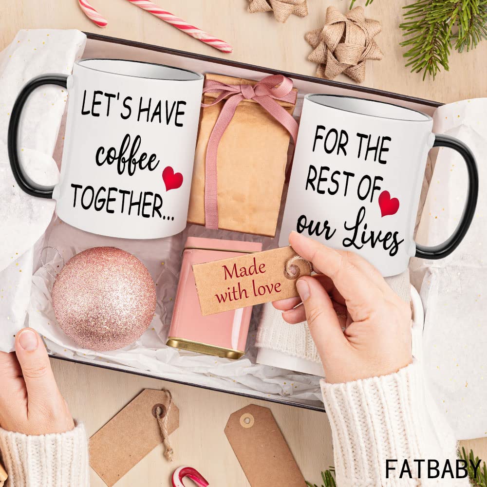 Fatbaby Wedding Gift for Couple, Engagement Gifts for Couples, Bridal Shower Gifts for Bride and Groom, Lets Have Coffee Together For The Rest Of Our Lives Mr and Mrs Couple Mug Set 11oz
