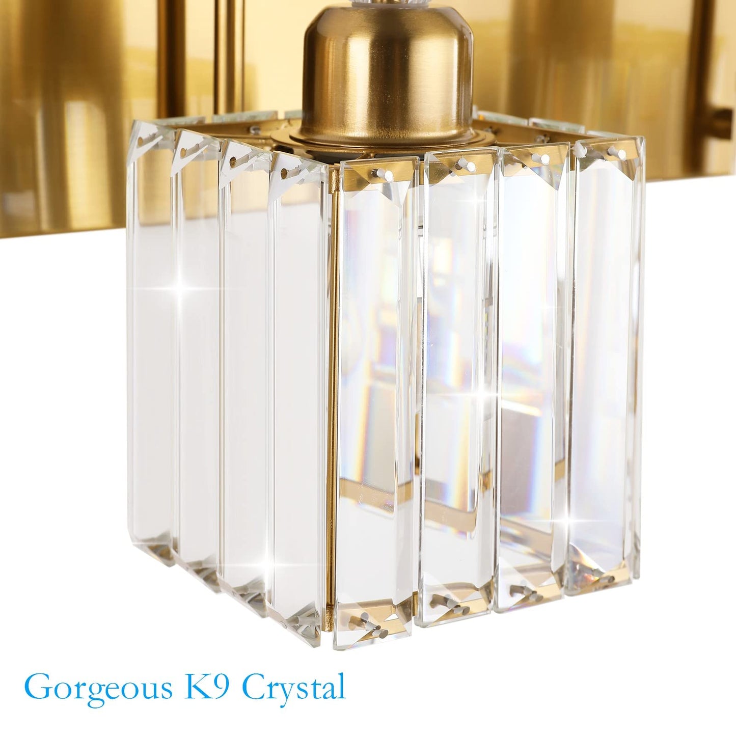 Ralbay Modern Gold Vanity Lights - 6-Light Gold Crystal Bathroom Vanity Lights Over Long Mirror