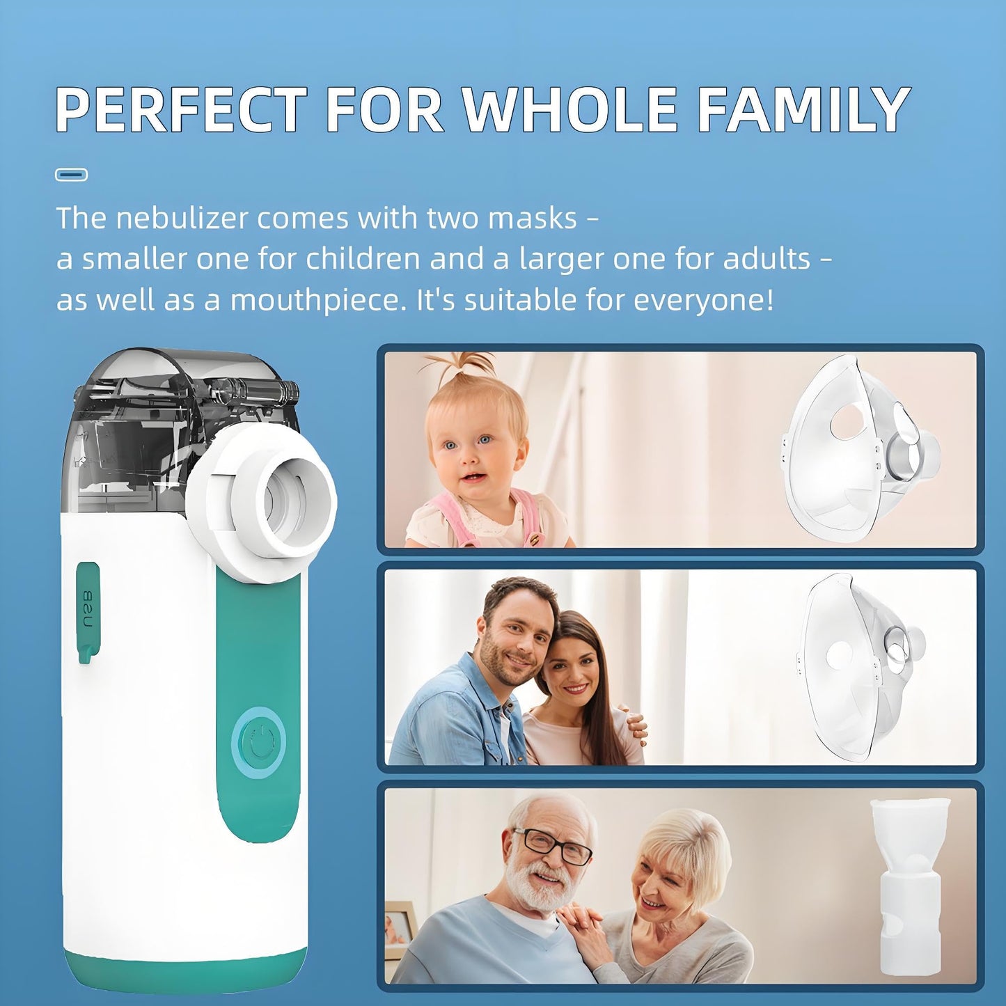 Mayluck Portable Nebulizer for Breathing Problems, Handheld Nebulizer for Kids and Adults, Small Nebulizer Machine with Self-Clean Mode for Home Use