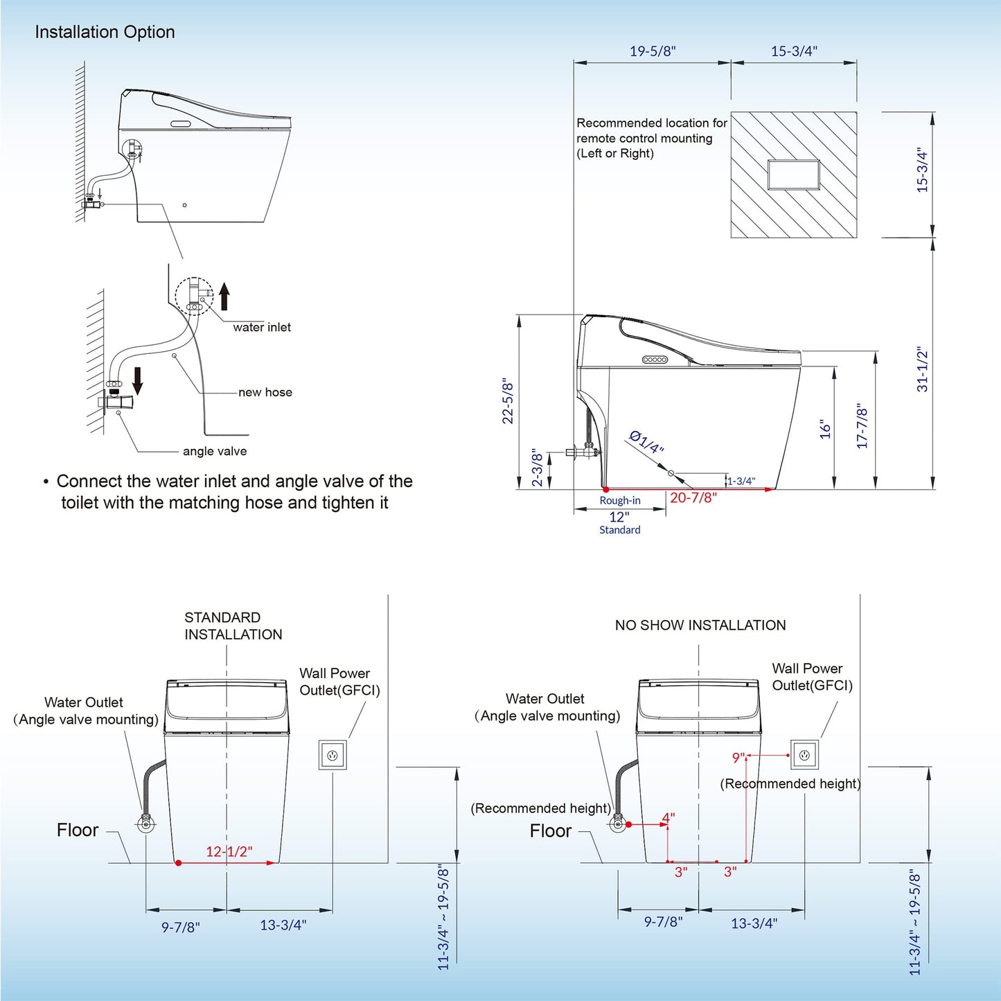 WOODBRIDGE B0960S Auto Flush, Auto Open & Auto Close, 1.28 GPF Single Flush Toilet with Smart Toilet Seat and Wireless Remote Control, Chair Height