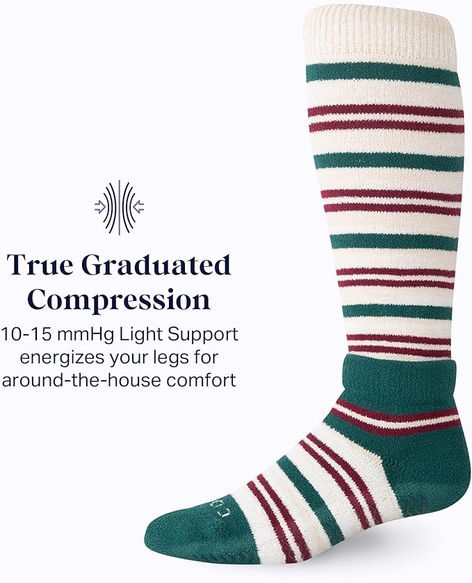 Comrad CozyGrip Slipper Socks - 10-15mmHg Graduated Compression Socks - Dual-Layer Knee High Socks with Anti-Slip Grips