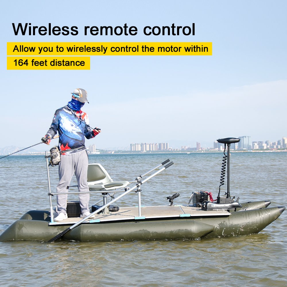 AQUOS Haswing CaymanB Bow Mount Electric Trolling Motor with Wireless Remote- 55 Lb. Thrust, 48in. Shaft, Saltwater & Freshwater