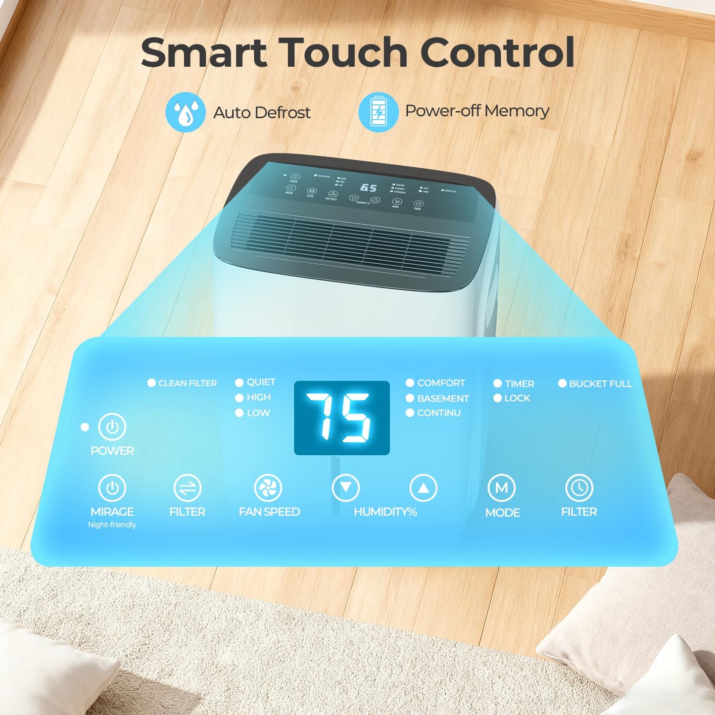 Electactic Max 120 Pint Dehumidifiers for Medium/Large Rooms, Bedrooms & Bathrooms & Basement, Custom Humidity Control, 43dB Quiet, 3 Modes, Home Dehumidifier with Drain Hose & 1.06 Gal Water Tank