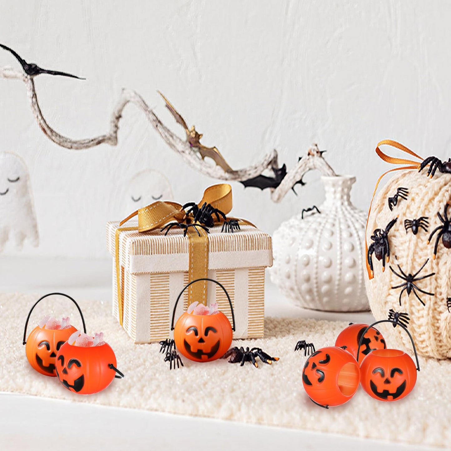 HEALLILY 20 Pcs Halloween Pumpkin Candy Buckets for Nightclub Bar