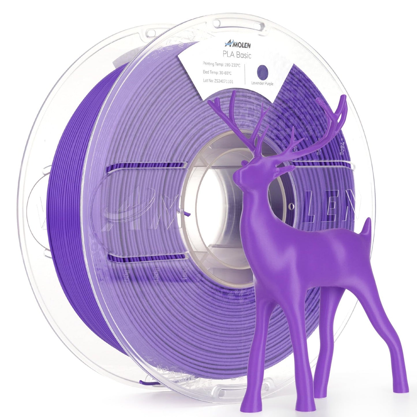AMOLEN 3D Printer Filament PLA, True High Speed 600mm/s 1.75mm PLA Filament Lavender Purple PLA, 1KG/2.2lb, Dimensional Accuracy
