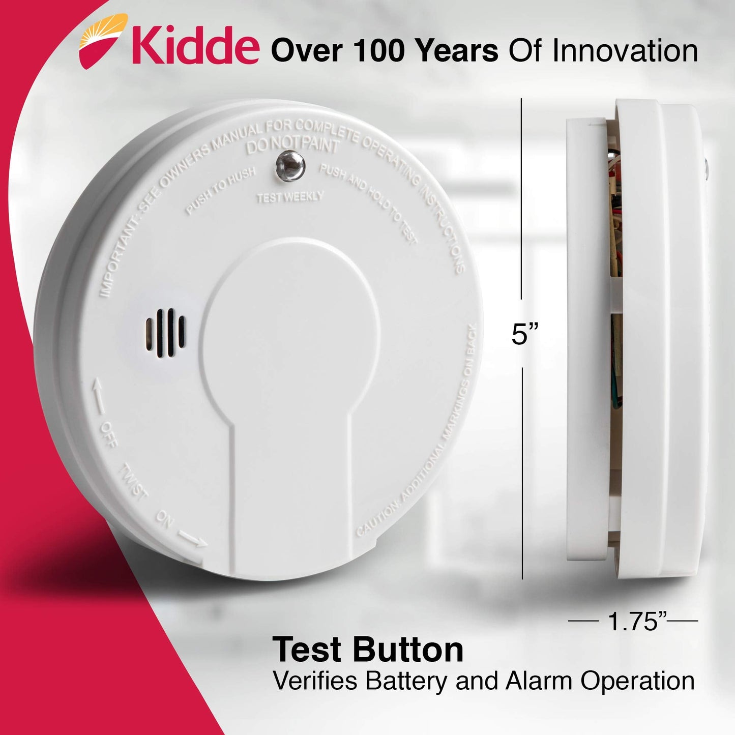 Kidde Smoke Detector, 9-Volt Battery Operated, Photoelectric Smoke Alarm, Battery Included