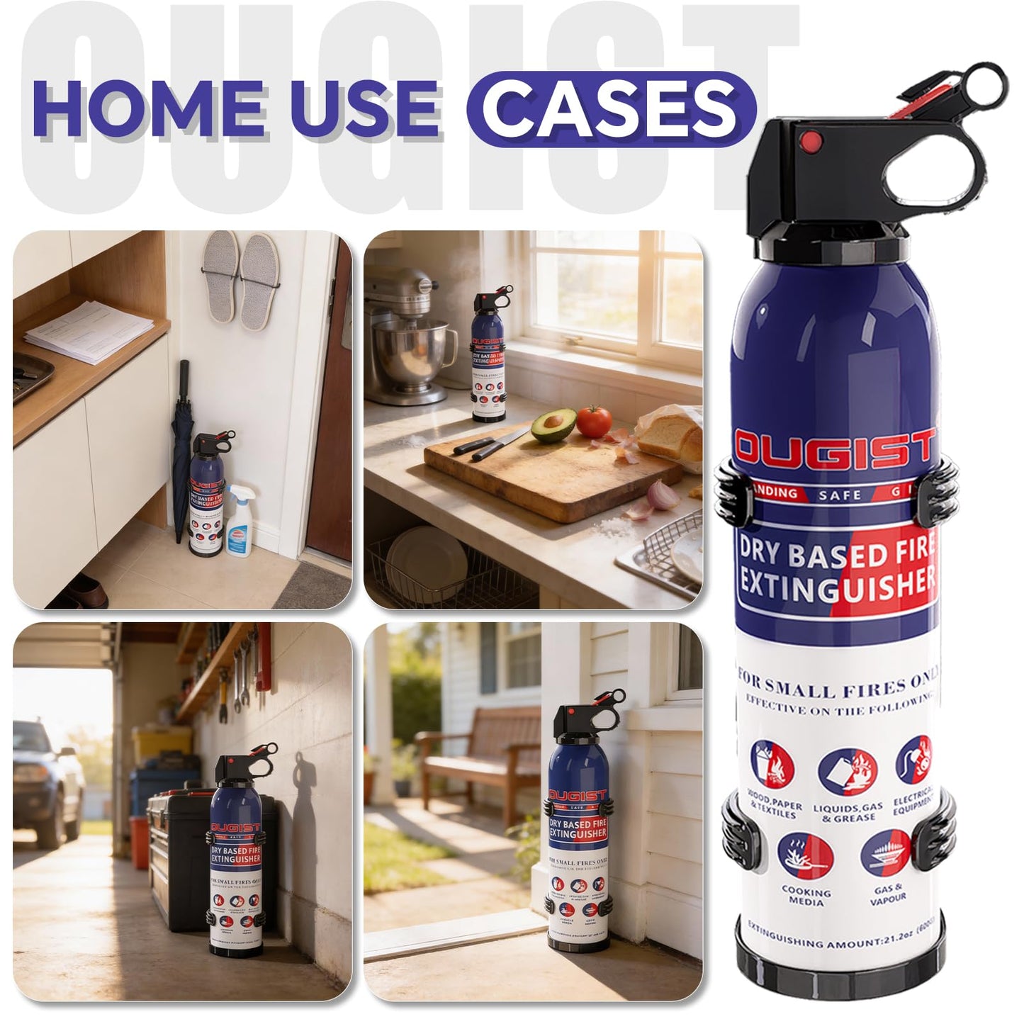 ABC Fire Extinguisher for Home & Vehicle - 600g Portable Dry Powder Fire Extinguisher | Grease & Electrical Fire Extinguisher for Kitchen, Car, Easy for All Ages to Use (4-Pack)