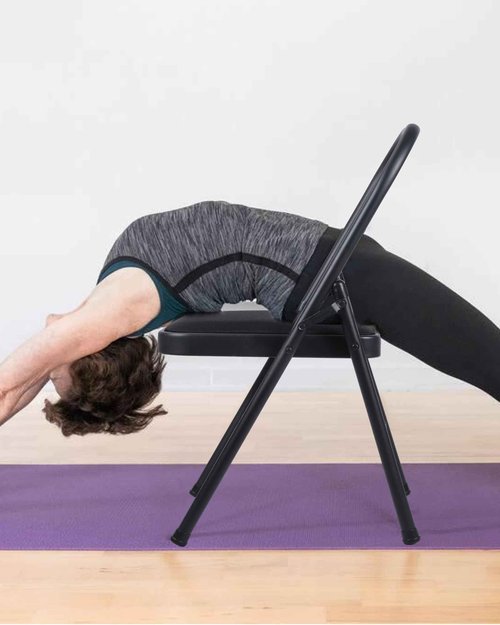 CIGOCIVI Yoga Auxiliary Chair Backless Relieve Neck and Back Pain Chair Foldable Balance Handstand Training Tool Alloy Steel (Black)