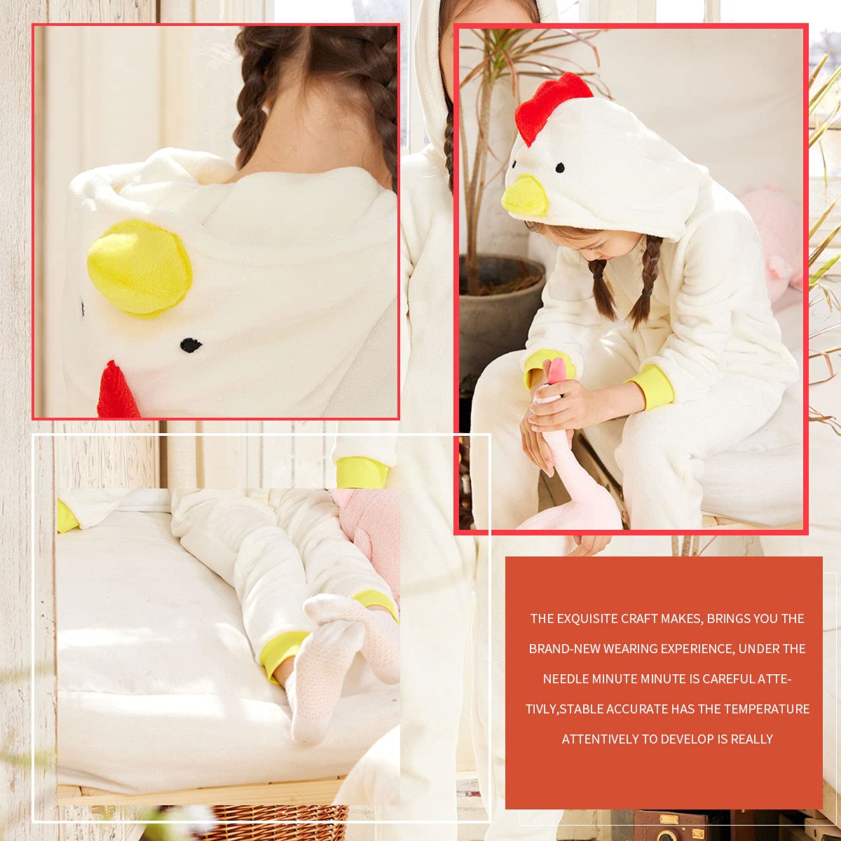 COSUSKET Chicken Pajamas Girls, Kids Onesie Halloween Costume