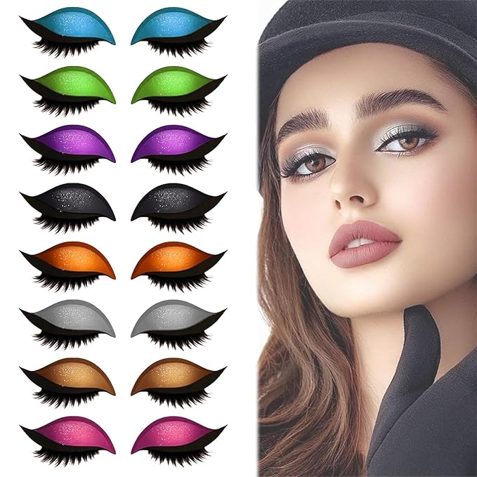 Lazy Eye Shadow Eyelash Patch, 2-In-1 Self-Adhesive Natural Waterproof Eyelashes Stickers,Reusable Fast Eye Makeup with False Lashes,Shadow, No-Mascara Look for Party, Prom
