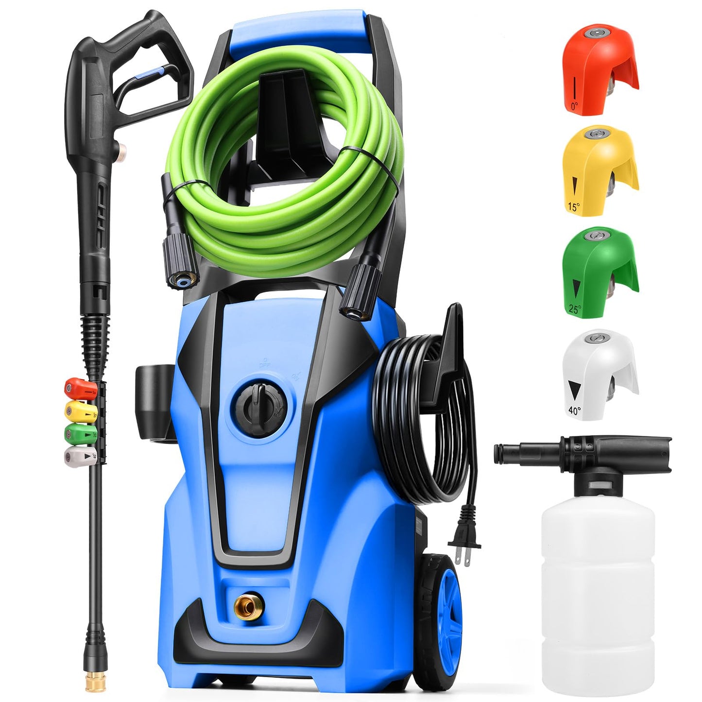 Imdot Electric Pressure Washer 5000PSI Max 4.0GPM with 33FT Flexible Extension Hose, 4 Nozzles, Foam Cannon, Power Washer Powered for Cars, Patios, Driveways, Deep Blue