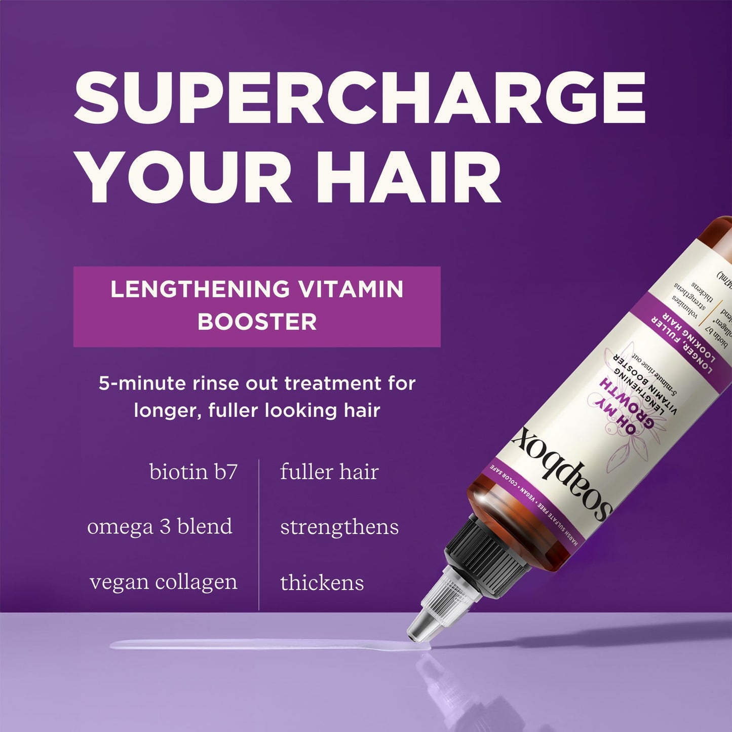 Soapbox Oh My Growth, Lengthening Vitamin Booster Treatment for All Hair Types with Biotin, Vegan Collagen & Vitamins A & C, Par