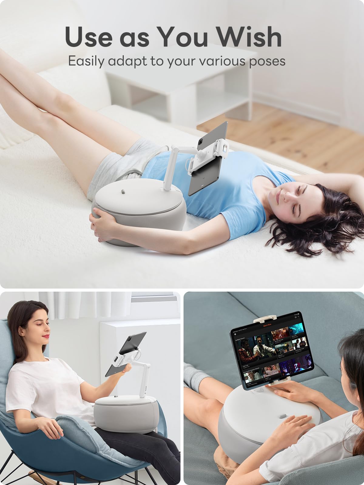 Saiji Kindle Holder Pillow, Tablet Holder Compatible With 4.7-15.6    Kindle, Phone, Ipad, 360 Adjustable Tablet Stand For Bed W