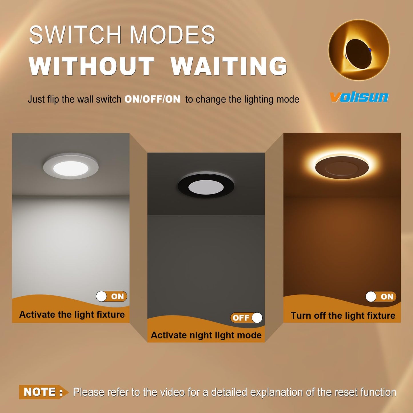VOLISUN 12 Pack 3 Inch 5CCT Recessed Light with Night Light,Canless LED Recessed Lighting 3 inch,2700K-5000K Selectable,Dimmable Recessed Ceiling Wafer Light,ETL Certificated