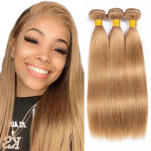 Habiliana Bundles Human Hair 20 22 24 Inch Straight Brown 27 Human Hair Bundles 11A Unprocessed Brazilian Virgin Quick Weave Hair Extensions for Black Women